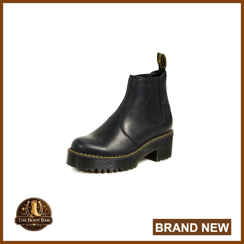 Platform Chelsea Boots, Leather Mid-Calf Fashion Boots, Slip-On